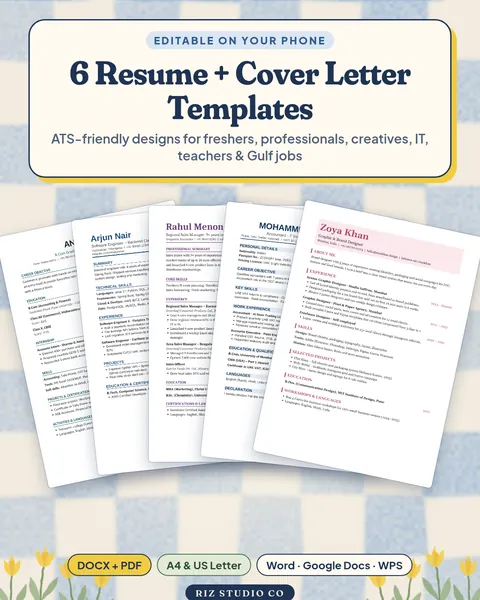 6 Resume + Cover Letter Templates resume template cover