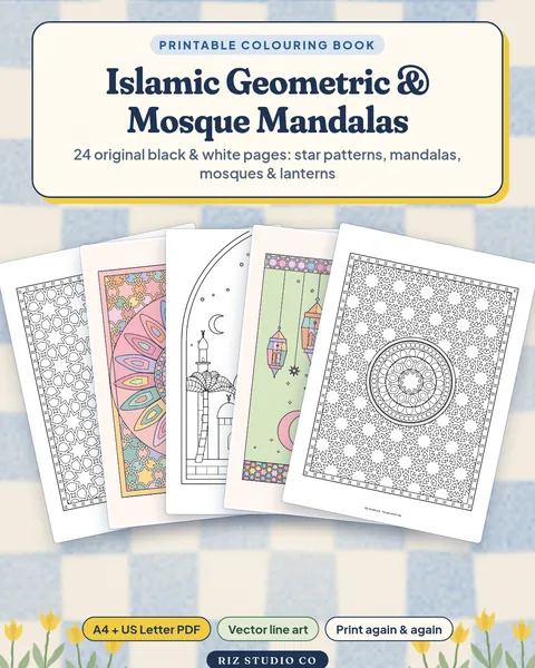 Islamic Geometric & Mosque Mandalas Colouring Book Islamic colouring page cover