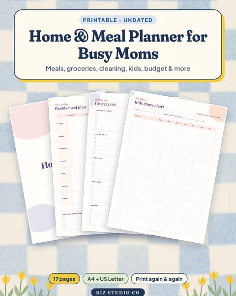Home & Meal Planner for Busy Moms meal planner printable cover