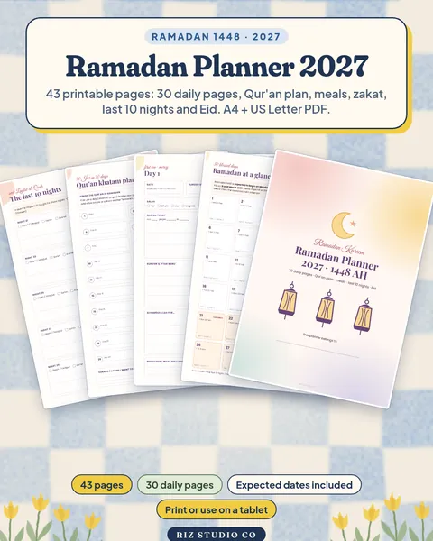 Ramadan Planner 2027 (1448 AH) Ramadan planner page cover