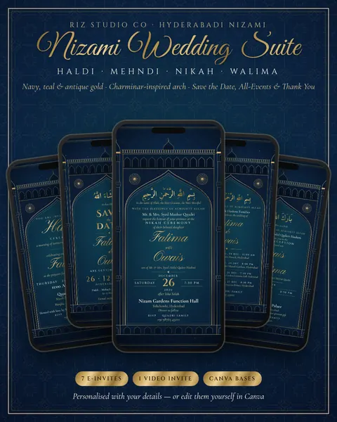 Hyderabadi Nizami Wedding Suite e-invite template cover