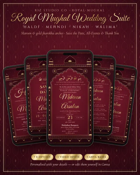 Royal Mughal Wedding Suite e-invite template cover
